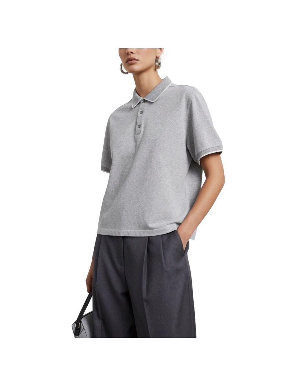 Ferrante Italy grey cotton pique short sleeve polo golf shirt